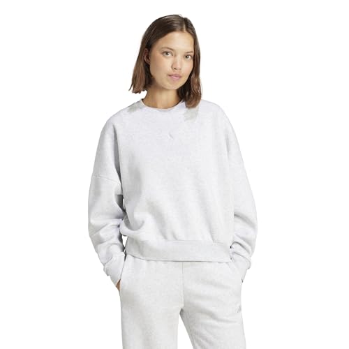 adidas Women's Small Logo Fleece Sportswear Sweatshirt, Light Grey Heather/White, X-Large