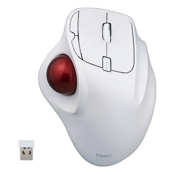 Digio2 マウス 無線 トラックボール 5ボタン 光学式 ホワイト MUS-TRIF175W