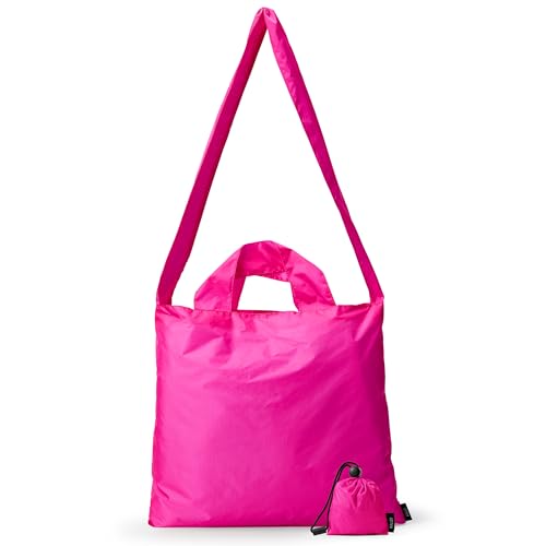 KALIDI   Bolsa de viaje para hombres y mujeres, bolsa compacta para la compra, Rosa Rojo, Large