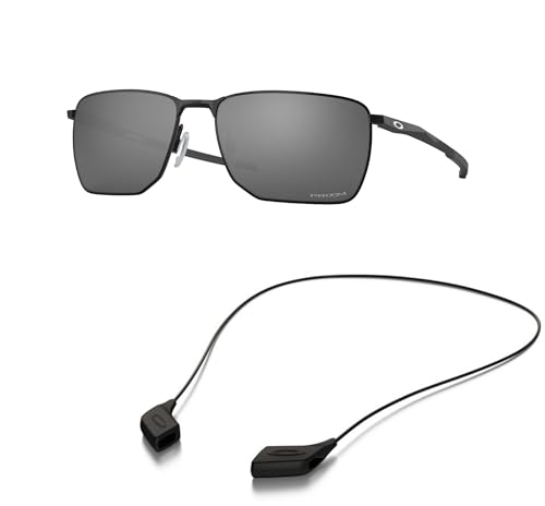 Oakley OO4142 Sunglasses Bundle: OO 4142 414201 Satin Black and Medium Black leash Accessory kit2