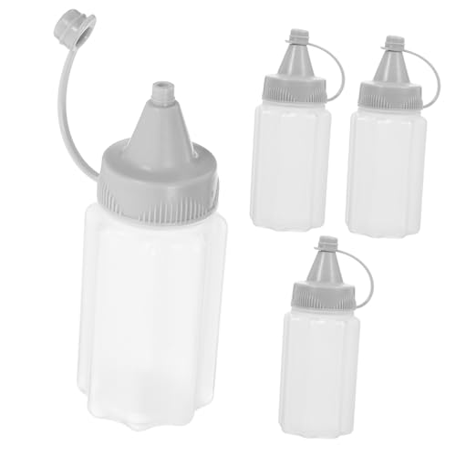 LALADEFIEE 4Pcs Squeeze Bottles for Condiments Sauces Oils and Dressings Reusable Kitchen Dispenser for Bbq and Home Use Space Saving Easy to Carry
