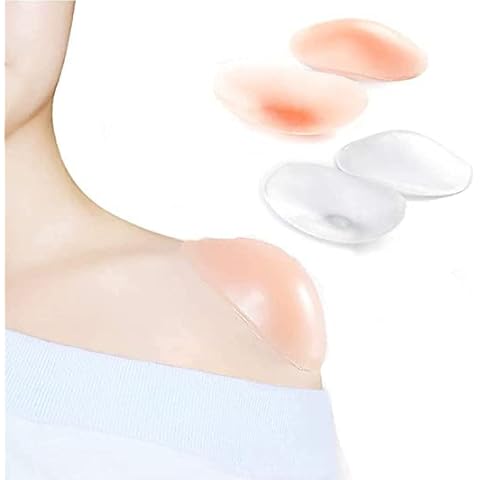 Shoulder Pads for Women Clothes, Invisible Shoulder Pads with Velcro, Anti-Slip Shoulder Pads for Dress, Breathable Shoulder Enhancer Reusable (2 Pairs (Transparent & Skin)) Cover