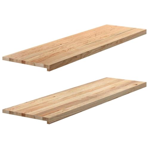 vidaXL Appuis de fenêtre 2 pcs Bois de chêne Massif Non traité, Rebord de fenêtre, Appui de fenêtre en chêne, Appui de fenêtre en Bois