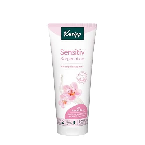 Kneipp Sensitiv Körperlotion - Bodylotion mit Bio Mandelblütenextrakt für empfindliche Haut - Schnelleinziehende, leichte Textur verleiht der Haut ein samtweiches und gepflegtes Gefühl - 200ml