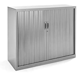Persianas Para Estanterias Rocada | Armario Metálico | Armario archivador Muebles Oficina | Puertas de persiana y Estantes de Altura Ajustable| Armarios con Cerradura | 120x45x105 cm - Gris