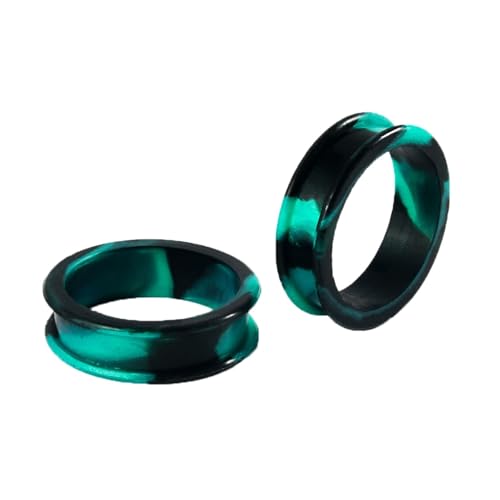 Homxi 耳用00Gトンネルシリコン2個、耳用10mmトンネル、男性用丸型中空トンネルプラグイヤリングホワイトグリーン。, 35mm, シリコーン, 宝石なし