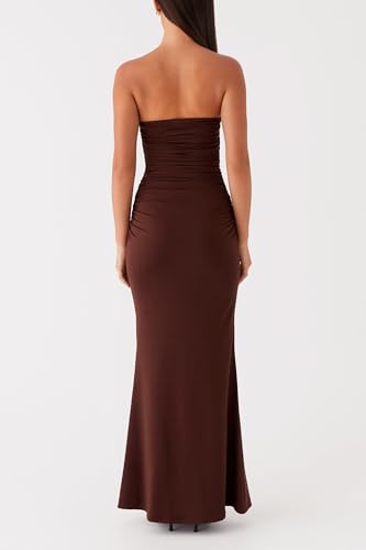 Image of Cut Out Maxi Tube Dresses for Women Sexy Y2k Strapless Backless Bodycon Long Dress Summer Sleeveless Hollow Sundress