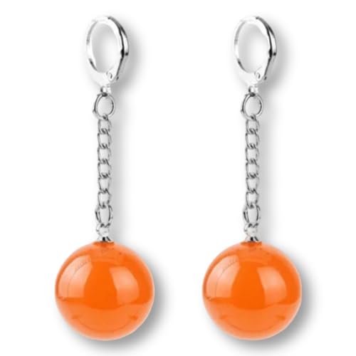 Pendientes Cosplay Fusión Naranja con Bola 2 cm | Longitud 5 cm