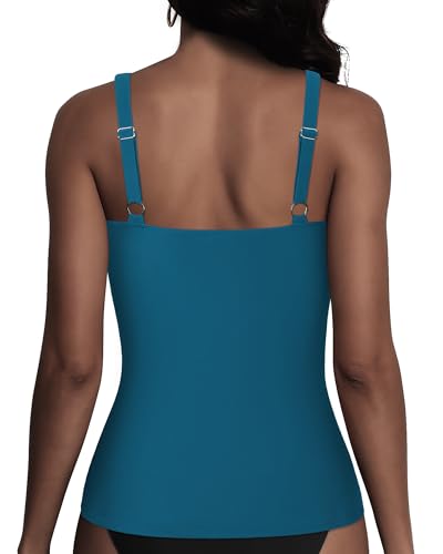 Hilor Women's Underwire Tankini Top Swimsuit Tummy Control Bathing Suit Tops Retro Tank Top Swimwear Modest Swim Top Only4