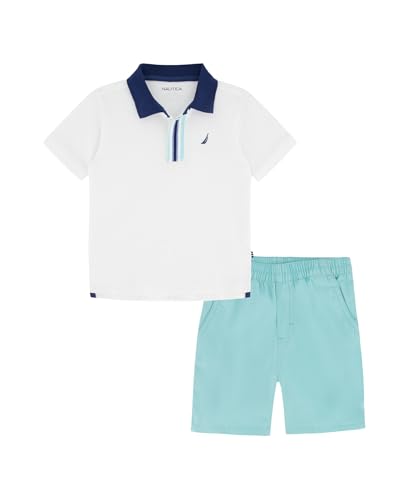 Opiniones y reviews de Ropa de Niño los mejores 5. 40 Nautica - Juego de 2 pantalones cortos tipo polo para niños, Blanco brillante/Verde, 3 Años