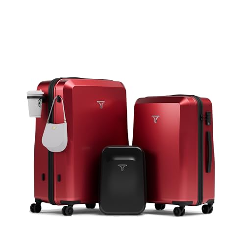 TRAMORA Check-in Combo (Large - 75cm and Medium - 65cm) Trolley Bag & Free Backpack, Built-in Digital Weighing Scale, Cup Holder, 8 Smooth Wheels, ABS...