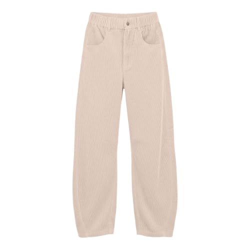 Corduroy Barrel Pants Women Baggy Wide Leg Elastic Waist Palazzo Trousers - image 4