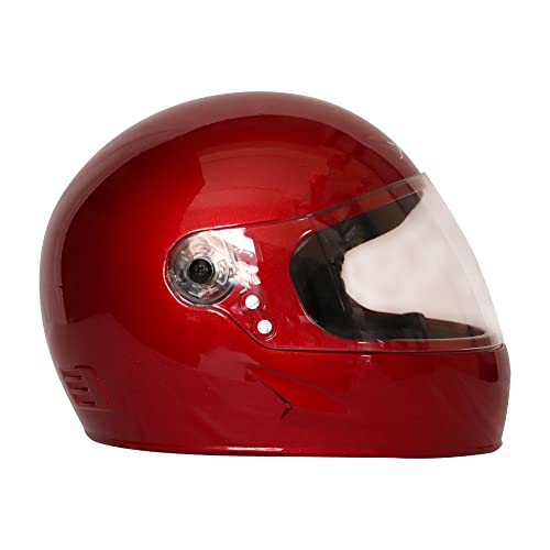 Image of TVS Full Face Motorbike Helmet for Men and Women, ISI DOT Certified, Clear Visor, Eco Red Colour, Size:580mm