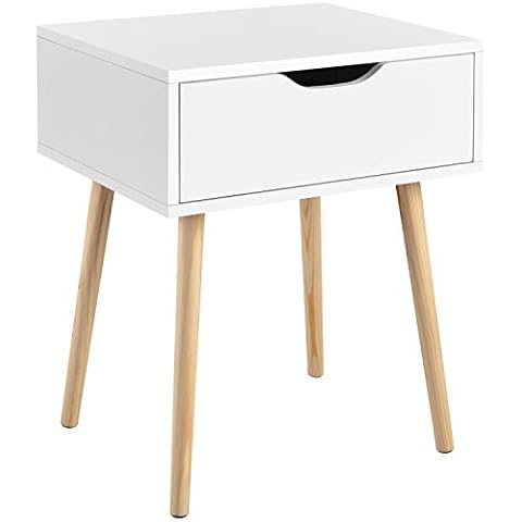 costoffs Wooden Bedside Table with Drawer Cover