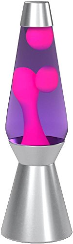 Lava the Original 27-Inch Silver Base Grande Lamp with Pink Wax in Purple Liquid