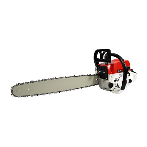 Levkitch Motosierra de gasolina, motor de 2 tiempos, 52 cc, 56 cm de longitud, lubricación automática de cadena para leña, poda de árboles y cuidado del jardín
