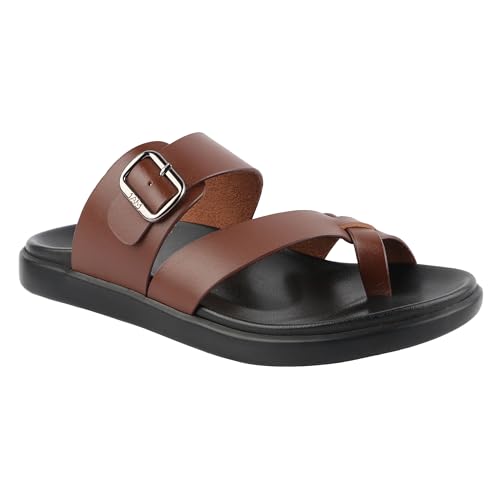 Image of Medifeet Men's Toe-Ring Leather Highway Sandals
