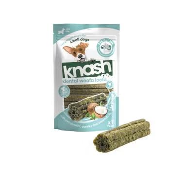 Knash Dog Dental Woofa Loofas Pack of 7 - Peppermint, Parsley & Coconut Oil Flavour. Chew Care Veggie Based Daily Treats Healthy Teeth & Gums Small Dogs.