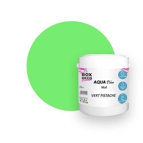 BOX DECO COLORES Pintura de pared acrílica con aspecto mate Aqua Deco – 2,5 L, verde pistacho