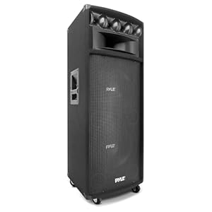 Pyle Portable Cabinet PA Speaker System – 1600 Watt Outdoor Stereo Sound Speakers w/ Dual 12″ Woofers, 3.4″ Piezo Tweeters, 5″x12″ Super Horn Midrange, Crossover Network