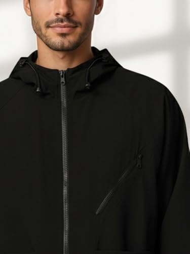 Image of CHKOKKO Sunscreen Jacket for Men Windcheater Hooded Zipper Sports Jacket | UV Protection | Sun Protective | Lightweight Water Resistant | Riding Biker | Outdoor Travel Gym Running