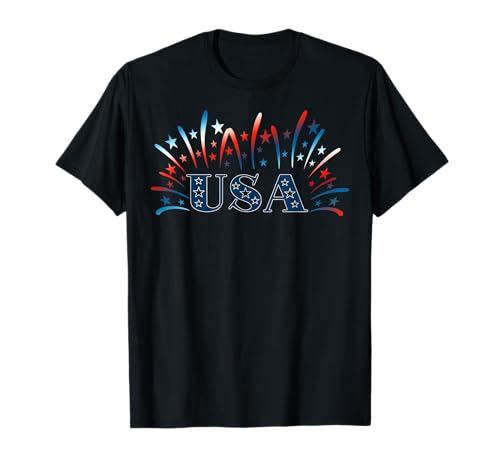 Hermosos fuegos artificiales patrióticos 4 de julio USA Camiseta