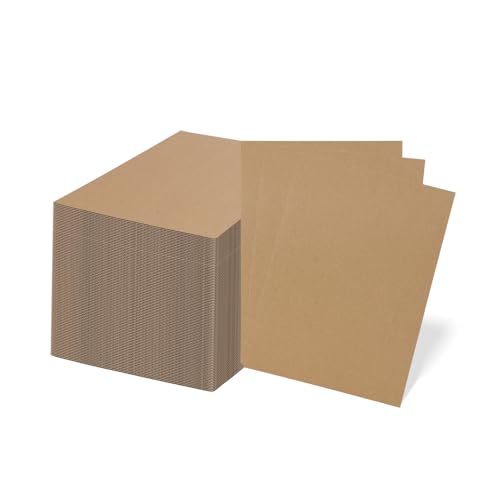 Image of RLAVBL 100 Pack 5x7 Corrugated Cardboard Sheets, Flat Cardboard Inserts for Shipping, Mailing, Packing, DIY Crafts