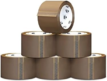 MMBM Brown Packing Tape, 2 Inch x 110 Yards, 6 Rolls, 1.75 Mil, Packaging Tape for Dispenser Refill, Moving, Storage, Shipping