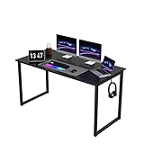 SANODESK FD 160 x 60 x 75 cm Escritorio Ordenador, Mesa Despacho, Mesa Gaming, Mesa de Juegos, Escritorio de Oficina, Escritorio para el hogar, PC, portátil, con Soporte para Auriculares, Negro