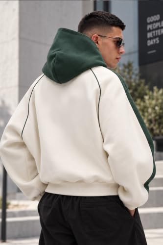 Image of Veirdo Men's Oversized Fit Solid Cotton Hoodie Full Sleeve Hooded Sweatshirt Kangaroo Pocket Warm Winter Wear Warm Stylish Pullover for College, Cafe and Weekend Outings (Sizes S to XXL)