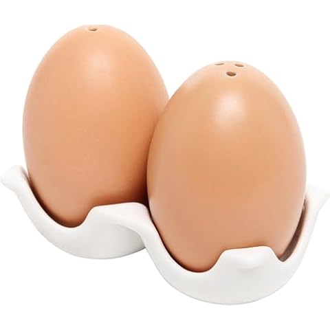Salt and Pepper Shakers,Novelty Egg Shaped Ceramic Set,Combined Kitchen Decor and Table Setting Cover