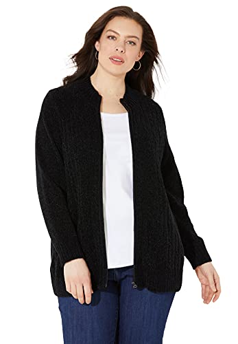 Catherines Women's Plus Size Cozy Chenille Zip Cardigan