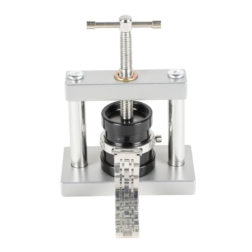 19 Pièces Presse Montre - Kit Réparateur pour Changement Pile, Fermeture Boîtier et Cadran - Outil en Acier 15,5x10x6cm (Argent)