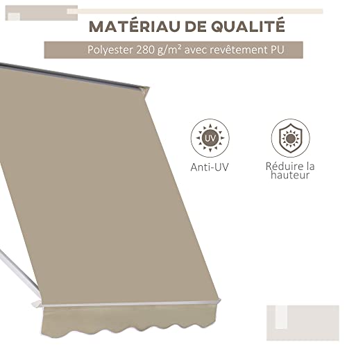 Store banne manuel anti-chaleur Outsunny réglable imperméable beige