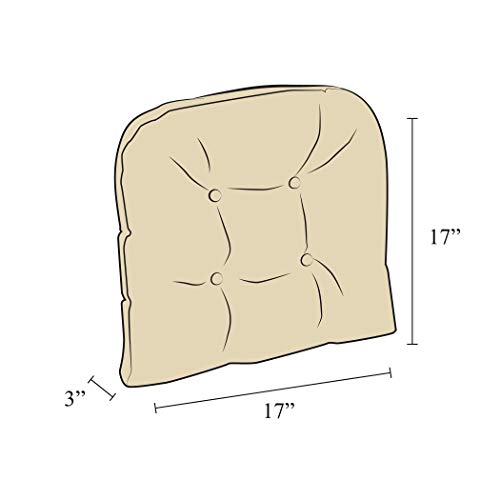 Klear Vu Omega Overstuffed Universal Non-Slip Dining Chair Cushions For Kitchen Decor Or Office Use, U-Shaped Skid-Proof Seat Pad, 17X17 Inches, 2 Count (Pack Of 1), Ivory #TOP5
