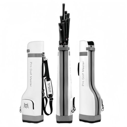 Bxzzuis クラブケース、ゴルフバッグ 、PUレザー、自立 、14本収納、大容量、軽量、防水、耐摩耗性、練習用、旅行用、 男女兼用 (ホワイト)