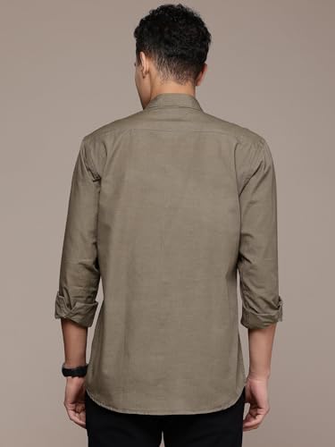 Image of Men's Cotton Linen Solid Shirt | Slim Fit Full Sleeve Casual Shirt | Lightweight | Breaethable | Stylish