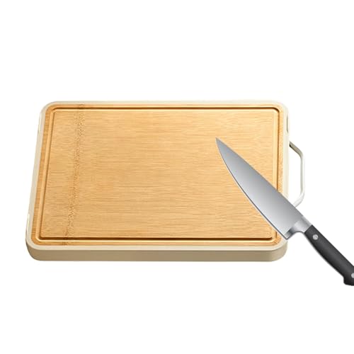 Tabla de cortar de doble cara para cocina, tabla de cortar de madera de doble cara, tabla de cortar de frutas con asa, tabla de cortar de acero inoxidable para el hogar para hornear carne