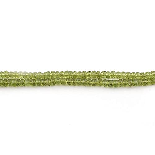 LKBEADS 1 Strand Peridot Faceted Wheel Rondelles - Peridot Roundles Beads 5mm 8 Inches SB1959