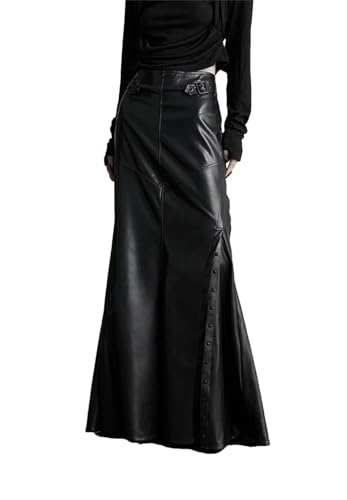 Women’S High Waist Faux Leather Mermaid Maxi Skirt Slim Fit