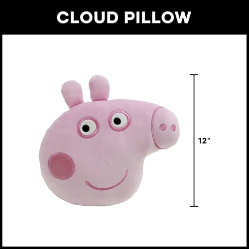 Image of Northwest Peppa Pig Peppa Smiles Cloud Pillow 12 inch - Plush Kids Stuffed Toy, Cartoon Character, Bedroom Decor, Gift for Girls & Boys