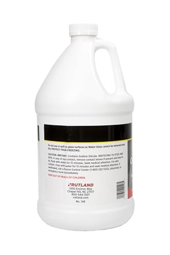 Rutland High Temperature Adhesive, USA-Made 128 Oz Sodium Silicate 40% Solution, 2000F Heat Rated, Water Glass Cement Floor Sealer Against Oils, 1 Gallon