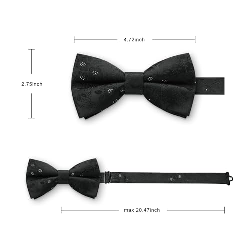 Image of HISDERN Bow Ties for Men Pre-Tied Bow Tie Floral Paisley Handkerchief Classic Formal Bowtie and Pocket Square Cufflinks Set