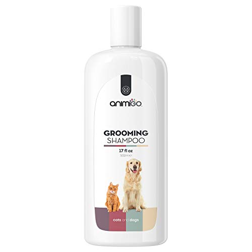 Animigo Shampoing de Toilettage - pour Chien et Chat - Idéal Poils Longs ou Courts - Pelage Doux et Brillant - Ingrédients Naturels pour Chats et Chiens - Tous Types de Peau - Format 502ml
