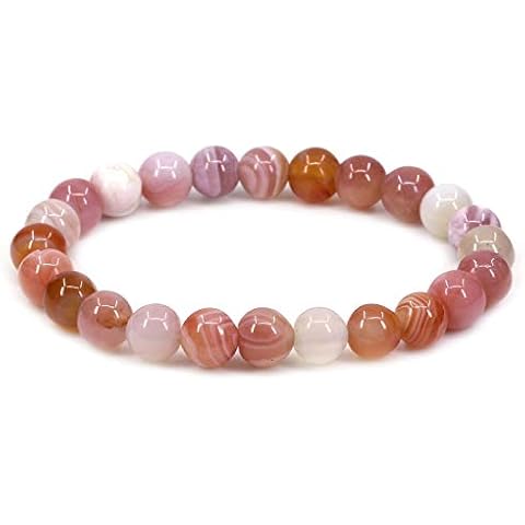 CHENYUE Natural Red Botswana Agate Gemstone 8mm Round Beads Stretch Bracelet 7" Unisex Cover