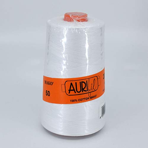 Aurifil2024 Mako 50 Wt 100% Cotton Thread, 6,452 Yard Cone White