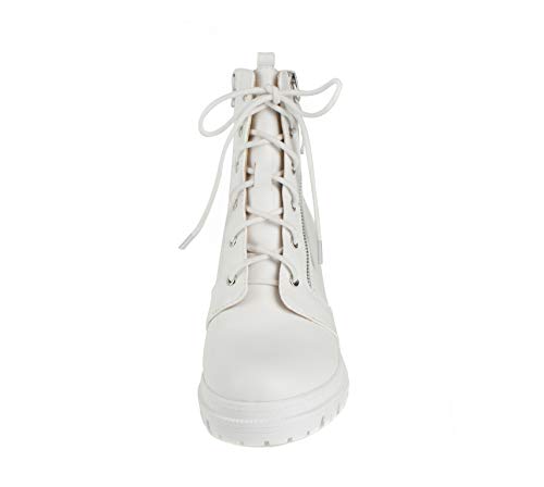 Image of Soda Indiana Women's Faux Leather Lace Up High Chunky Heel Ankle Booties