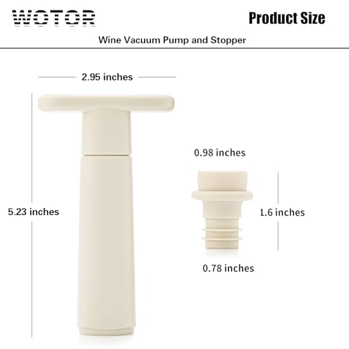 Image of WOTOR Wine Saver Vacuum Pump with 8 Stoppers, Wine Stopper & Preserver, Reusable Bottle Sealer Keeps Fresh, Ideal Accessories Gift, Flat Handle (Cream)