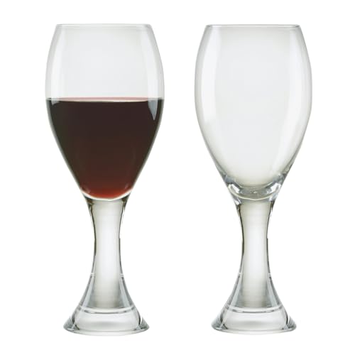 Manhattan Handmade Wine Glasses Perfect for Red Wine, White Wine, Water, or Beverages - 450 ml - Clear - Set of 2 Elegant Wine Glasses