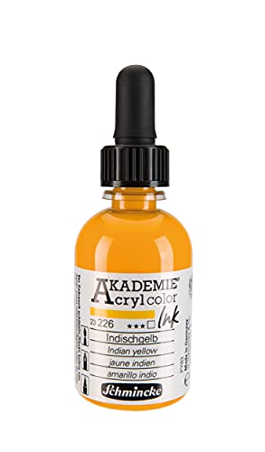 Schmincke - AKADEMIE Acryl color INK, Indischgelb, 50 ml, 23 226 024, flüssige Acryl color-Farbe, pigmentierte Acryltinte zum Malen, Schreiben, Airbrush Schmincke - AKADEMIE Acryl color INK, Indischgelb, 50 ml, 23 226 024, flüssige Acryl color-Farbe, pigmentierte Acryltinte zum Malen, Schreiben, Airbrush